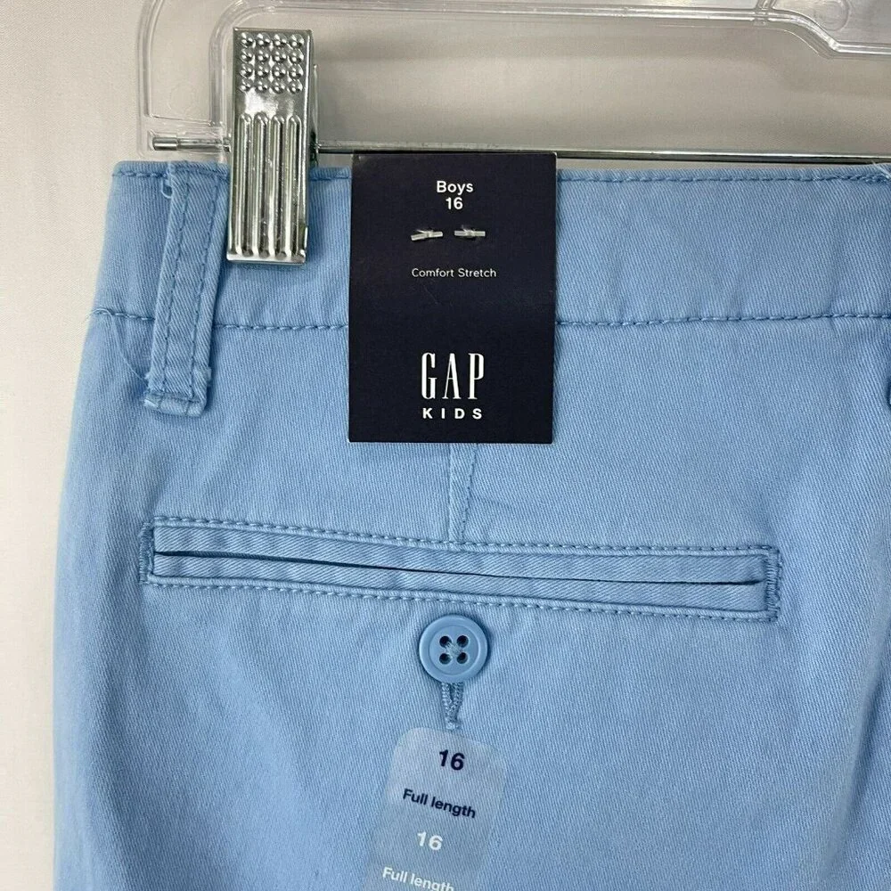 NWT‎ Gap Kids Boys Youth 16 Comfort Stretch Chino Pants Blue Adjustable Waist